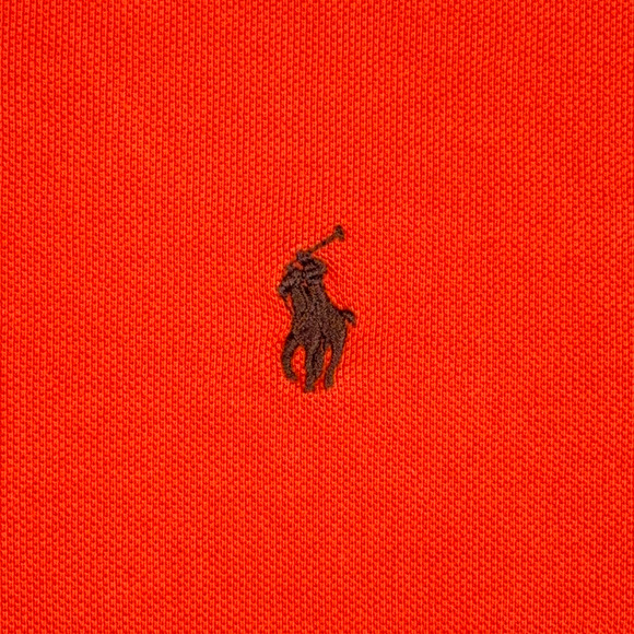 Vintage Ralph Lauren Polo Shirt Adult LARGE Orange Long Sleeve Small Pony 90s - Picture 4 of 9